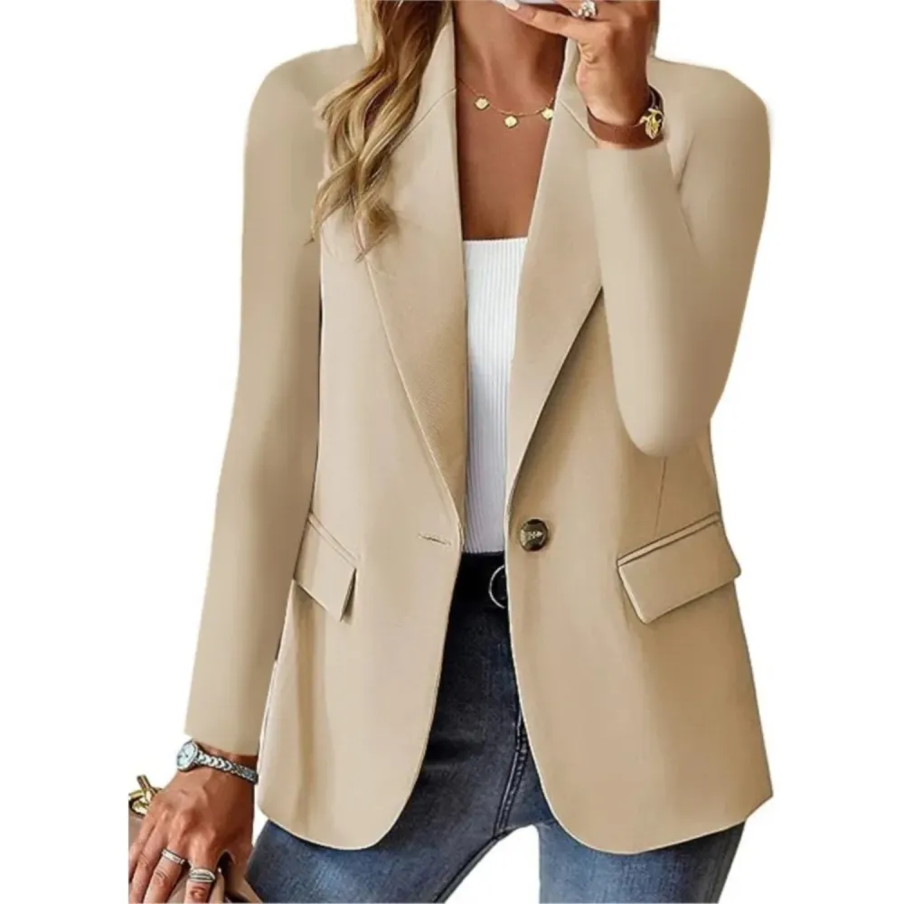 Button Detail Everyday Casual Suit Jacket