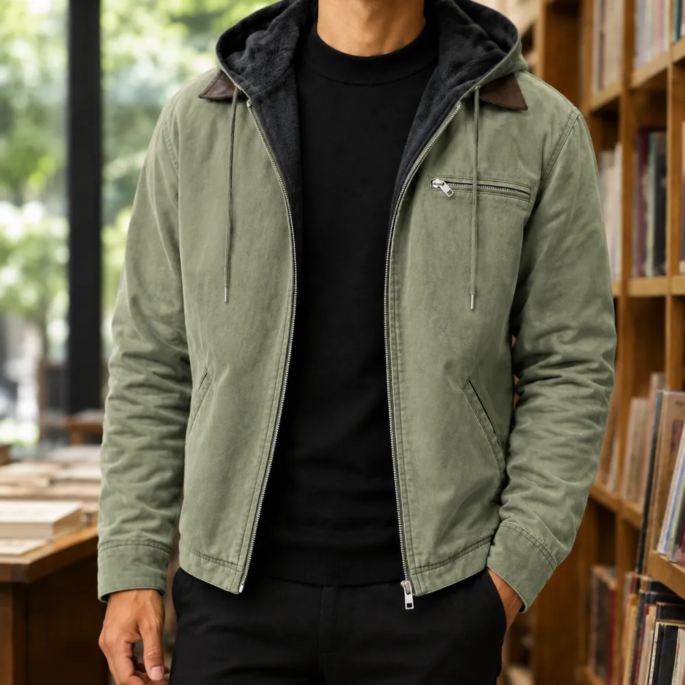 Fleece-Lined Hooded Jacket