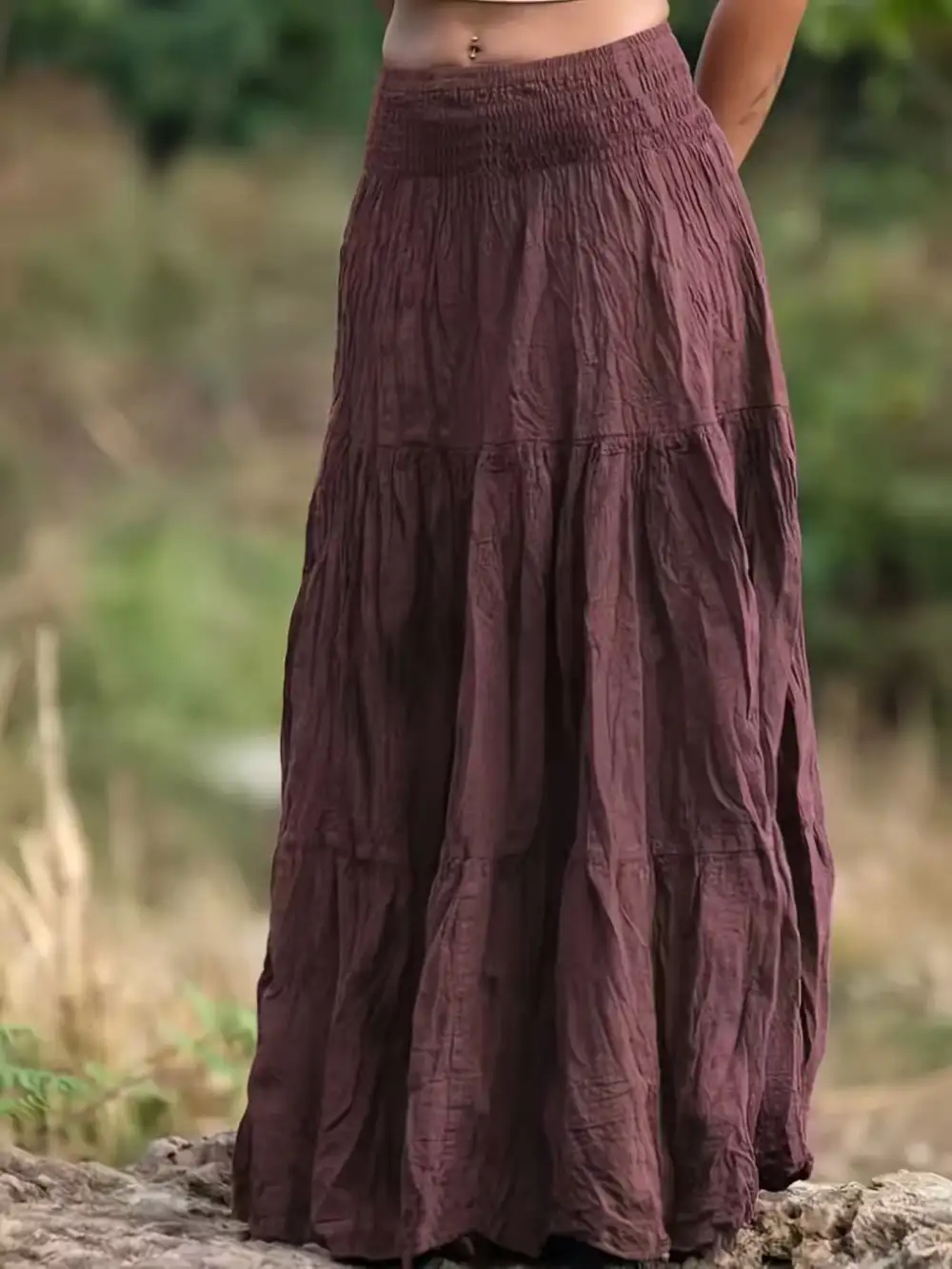 Sleek Ruched Tiered Skirt