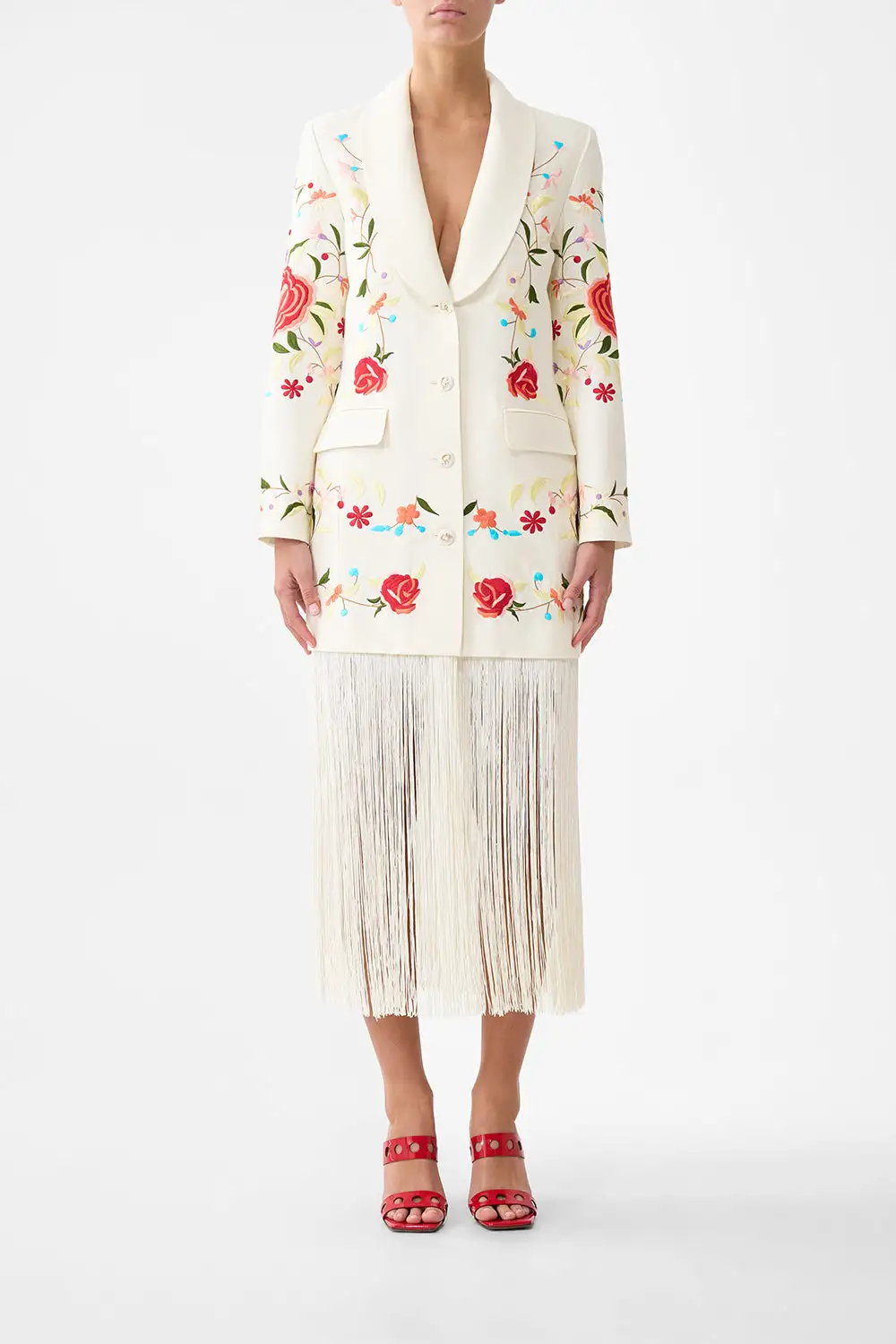 Printed Blazer with Fringing Jacket