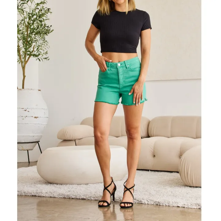Refined Rfm Tummy Control High Waist Raw Hem Denim Shorts