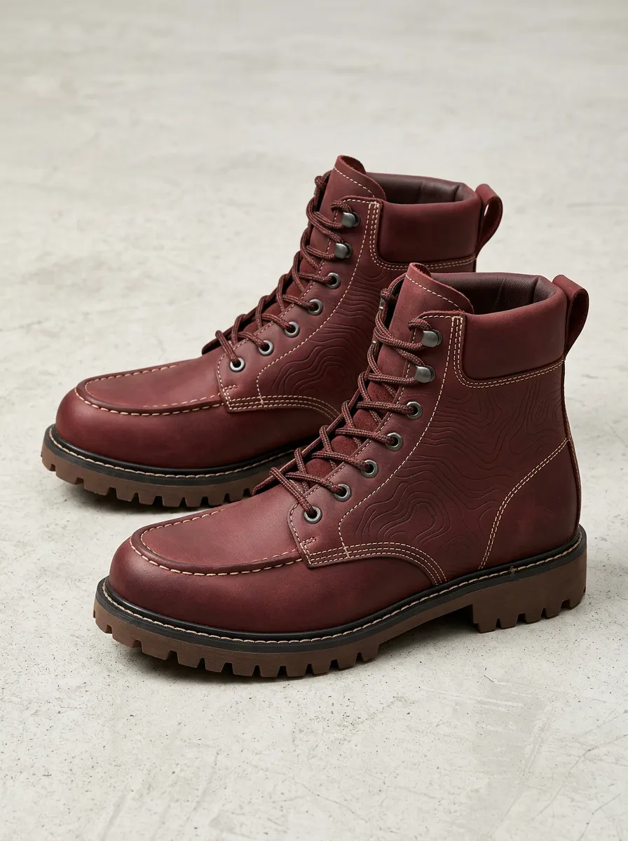 Unisex Everyday Outdoor Enthusiast Topographic Map Print Work Boots