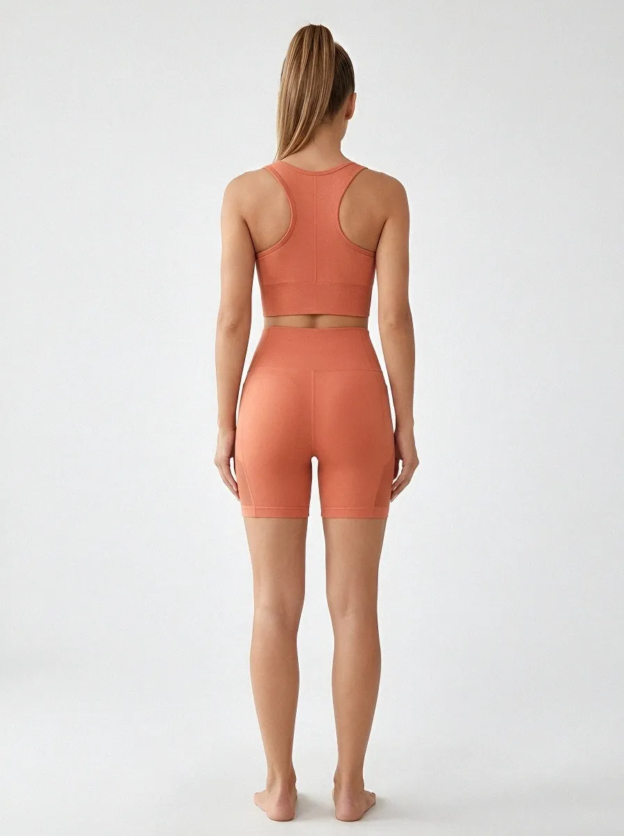 Easy-Wear Ribbed Texture Shape Women's Tank Top And Sports Shorts Set