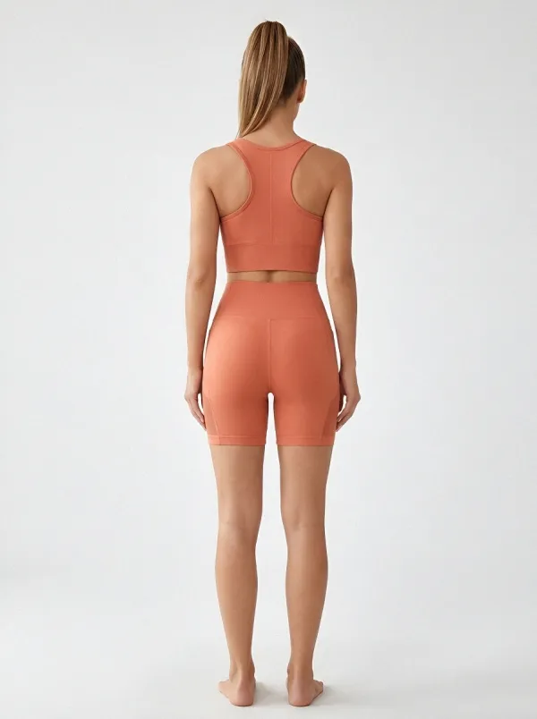 Easy-Wear Ribbed Texture Shape Women's Tank Top And Sports Shorts Set