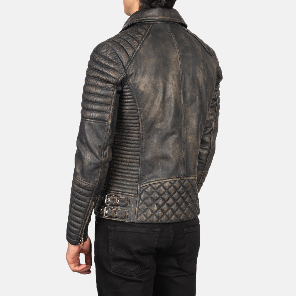 Men's Biker Leather Distressed Jacket