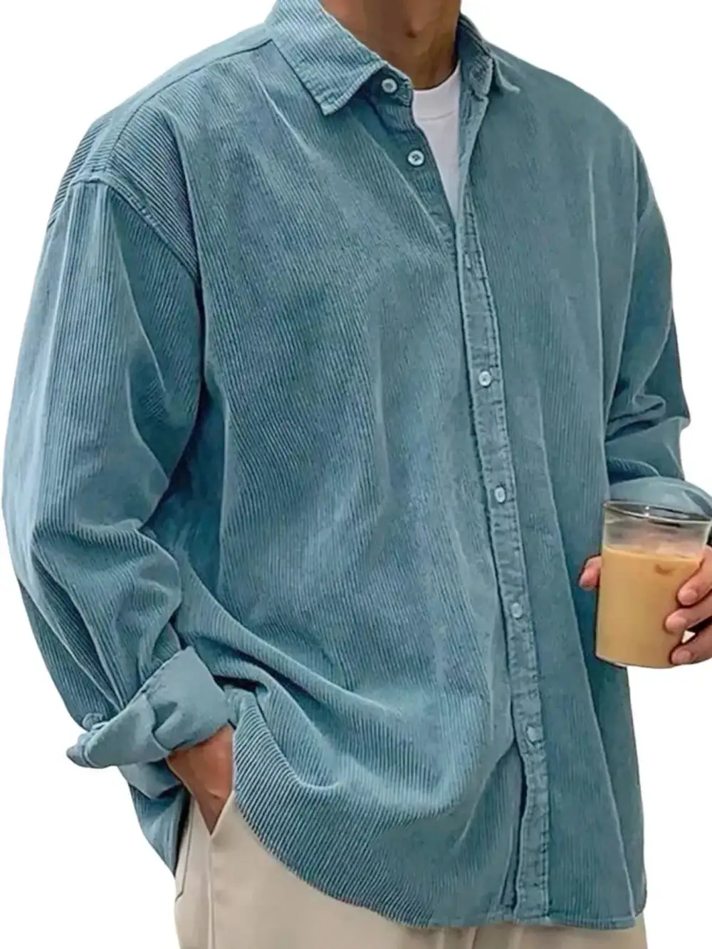 Pocket Detail Button Up Long Sleeve Shirt