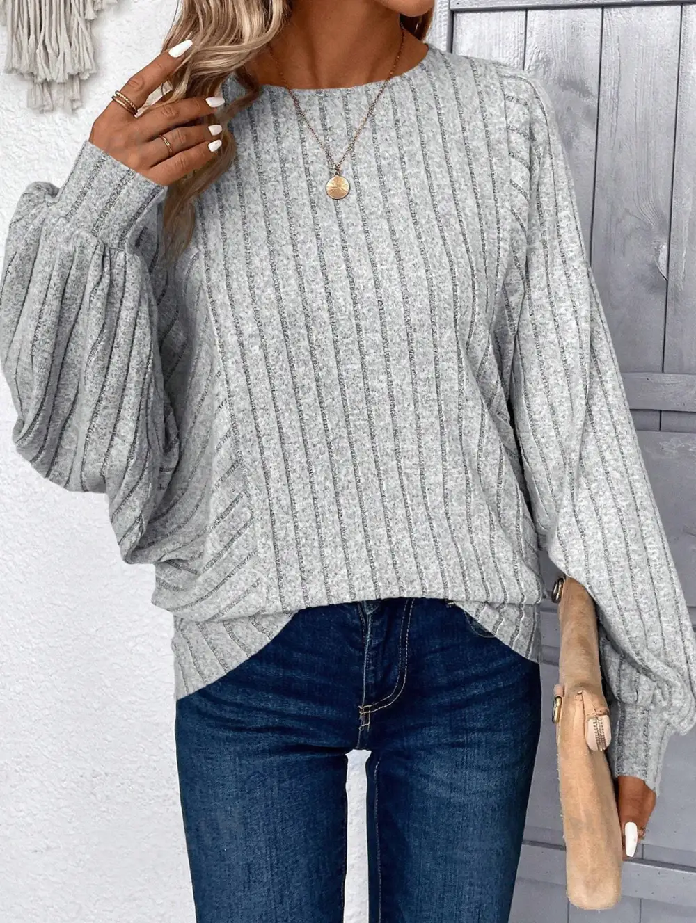 Plus Size Lantern Sleeve Top