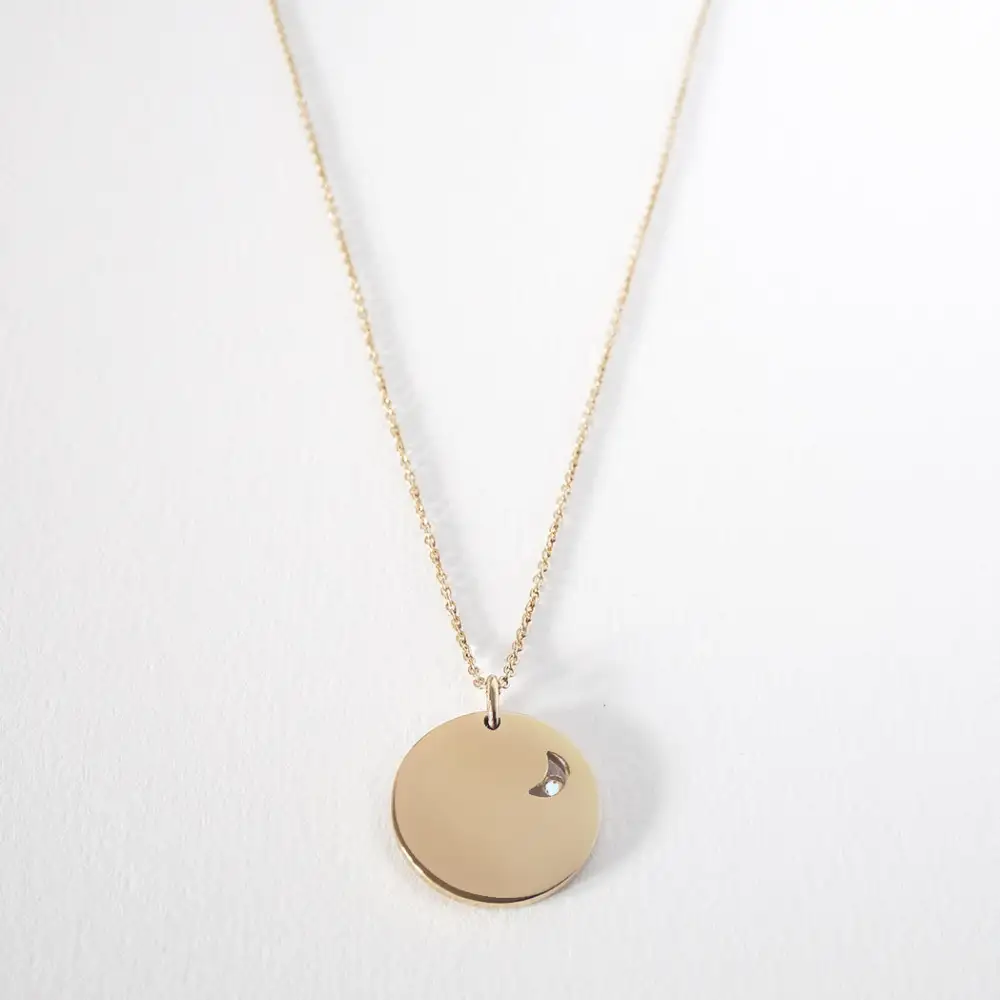 Diamond Moon Medallion Pendant Necklace