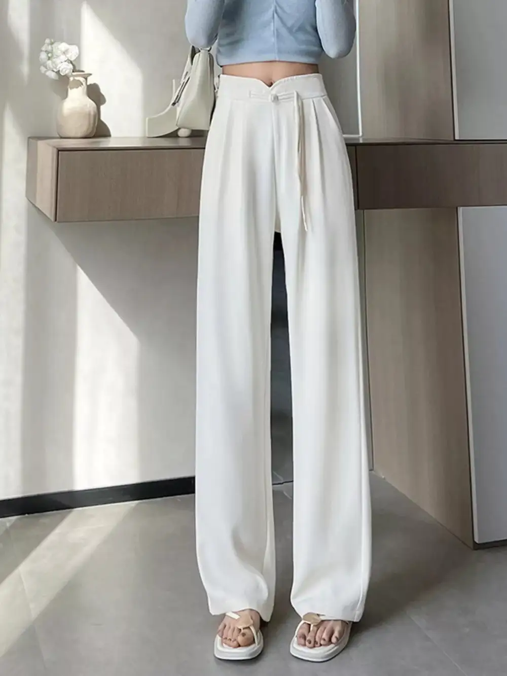 Simple High Waisted Wide Leg Pants