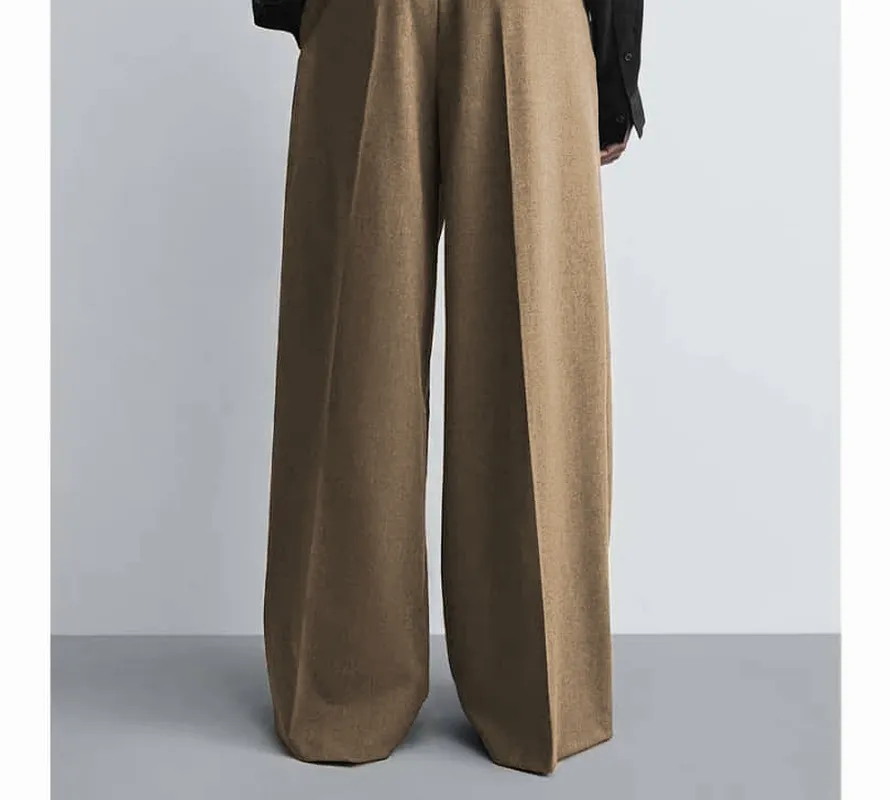 Pleated Straight-Leg Trousers