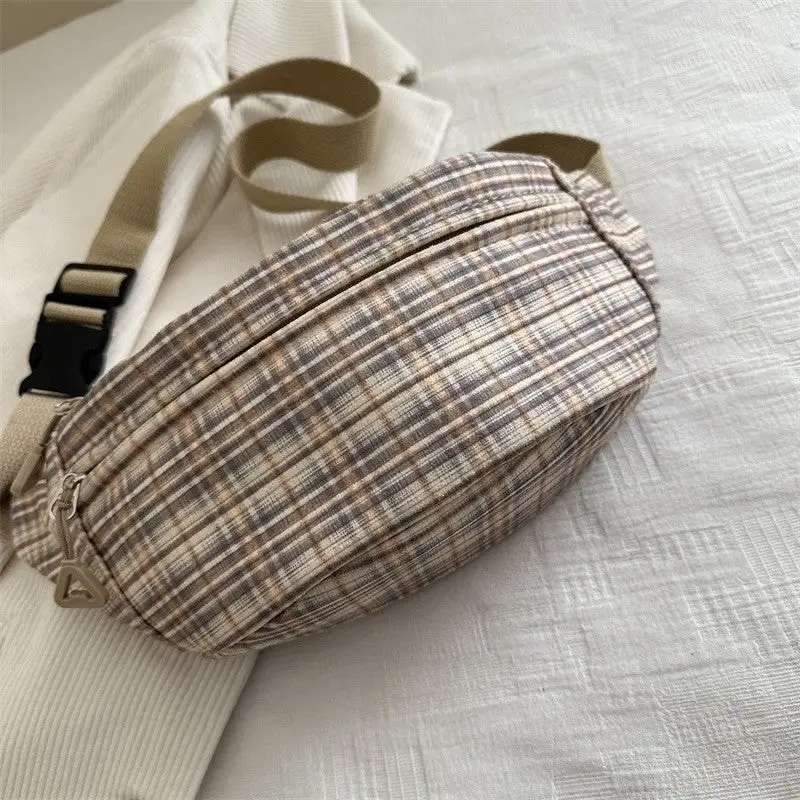 Casual Jacquard Canvas Chest Bag with Pendant