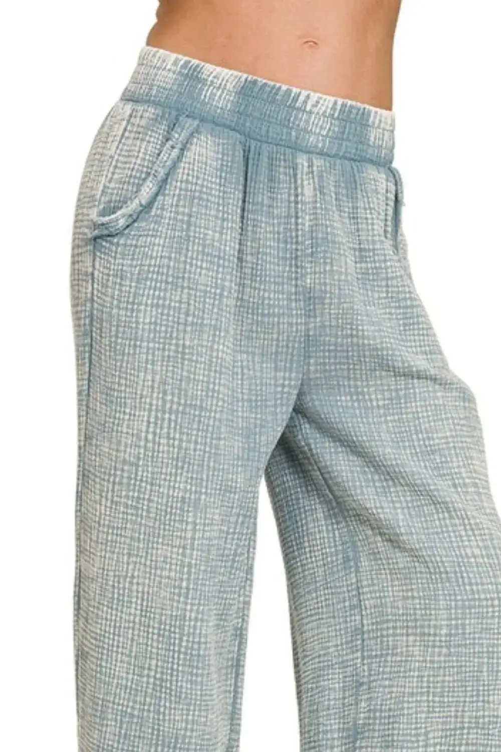 Washed Double Gauze Elastic Band Waist Pants
