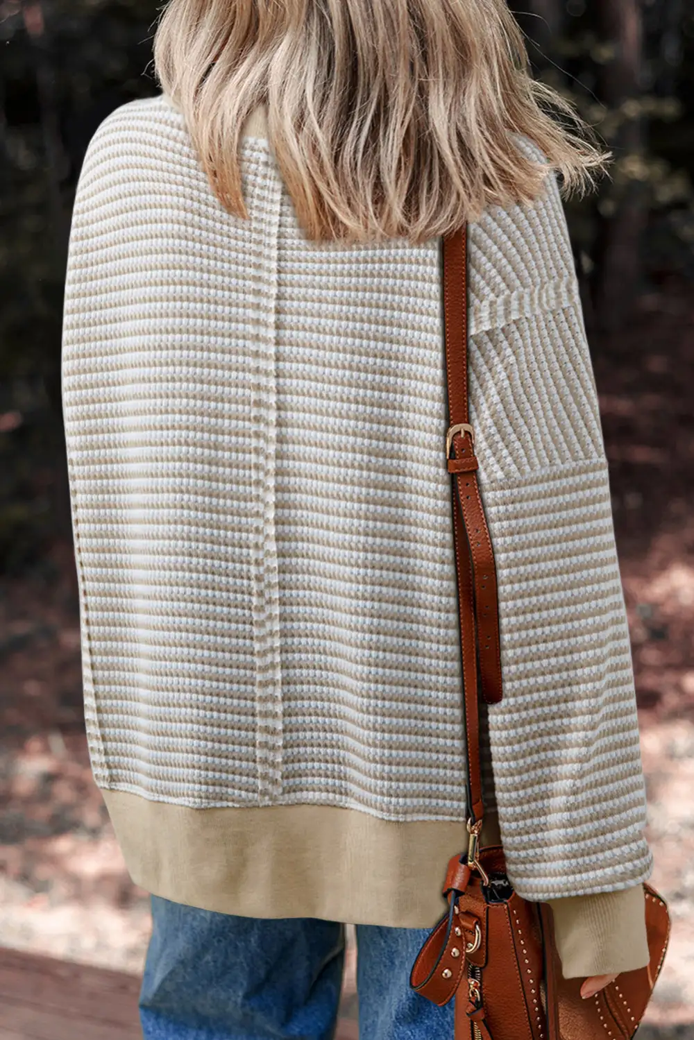Women's Striped Ribbed Long Sleeve Top