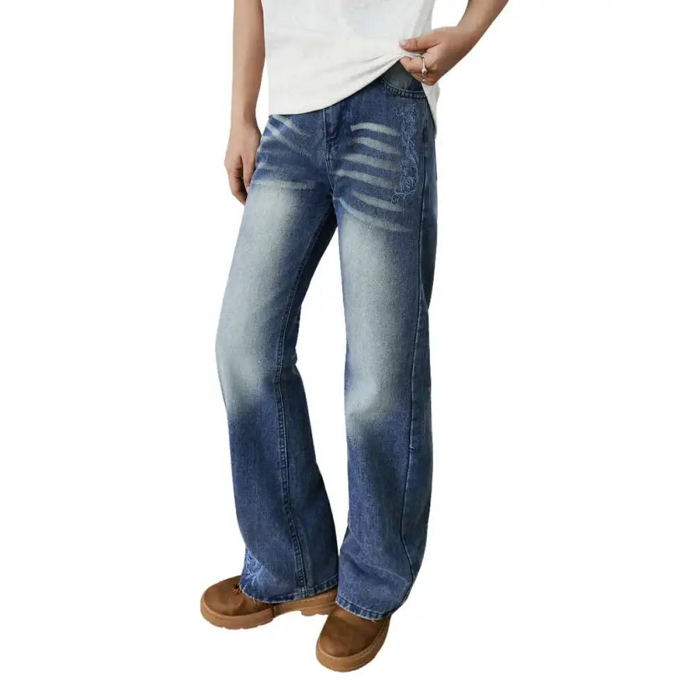 Bootcut Embroidered Denim Jeans