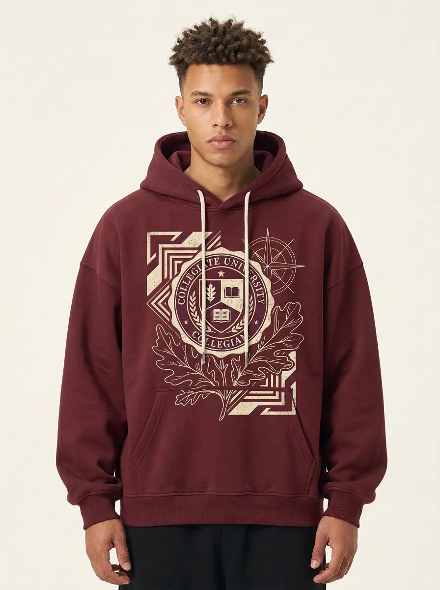 Unisex Collegiate University Oak Leaf Emblem Hoodie