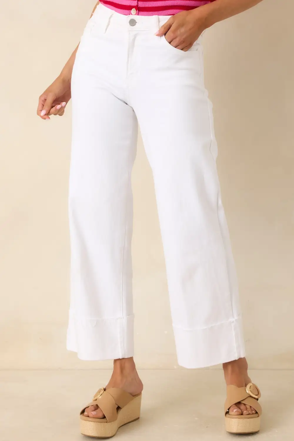 I'Ve Seen Stretch Wide Leg Cuffed Jeans