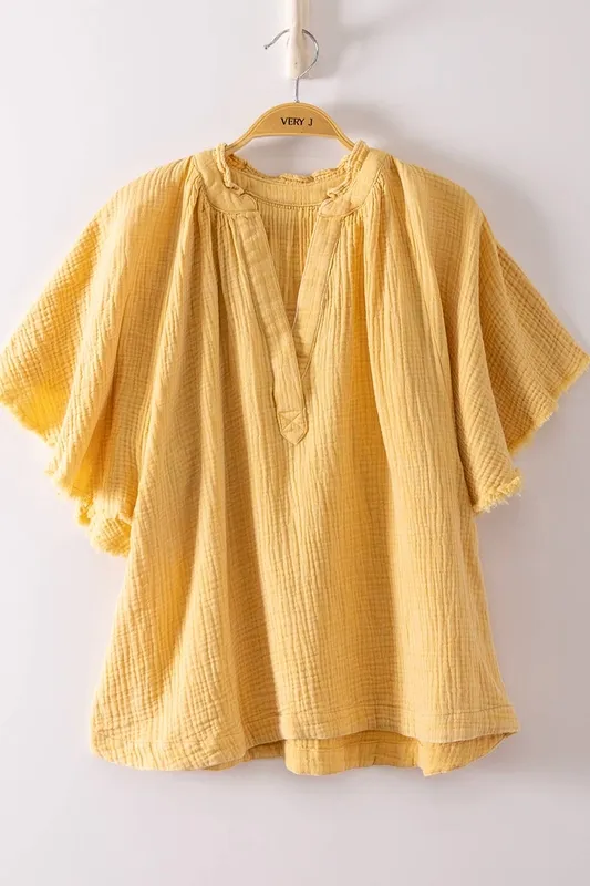 Mineral-Washed Gauze Blouse