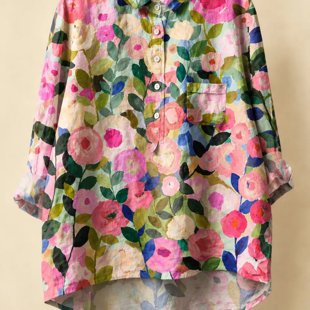 Relaxed Collared Floral Blouse