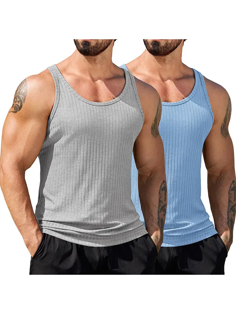 Gym Muscle Packs Ribbed Knit Tank Top