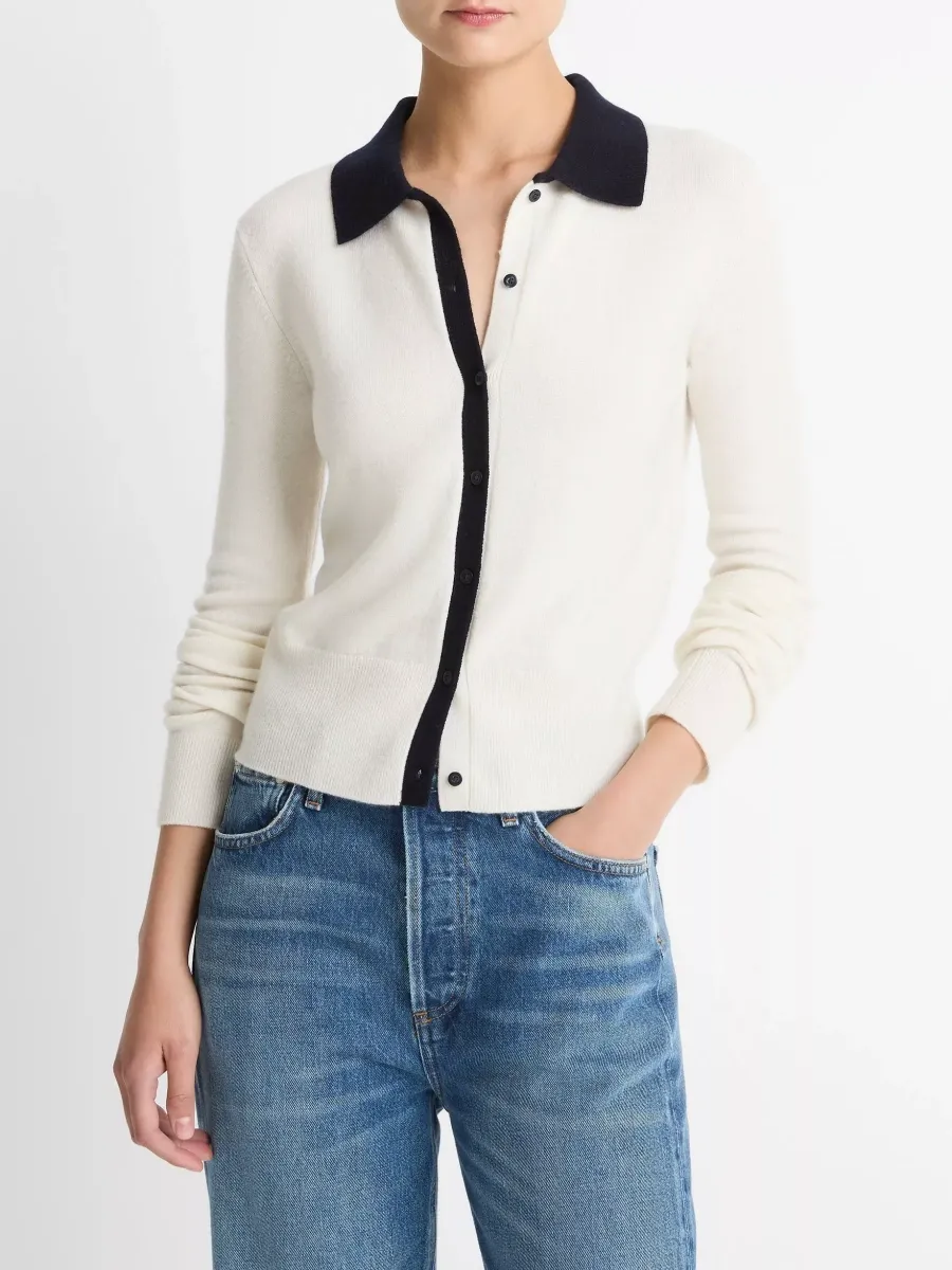 Contrast Collar Cardigan