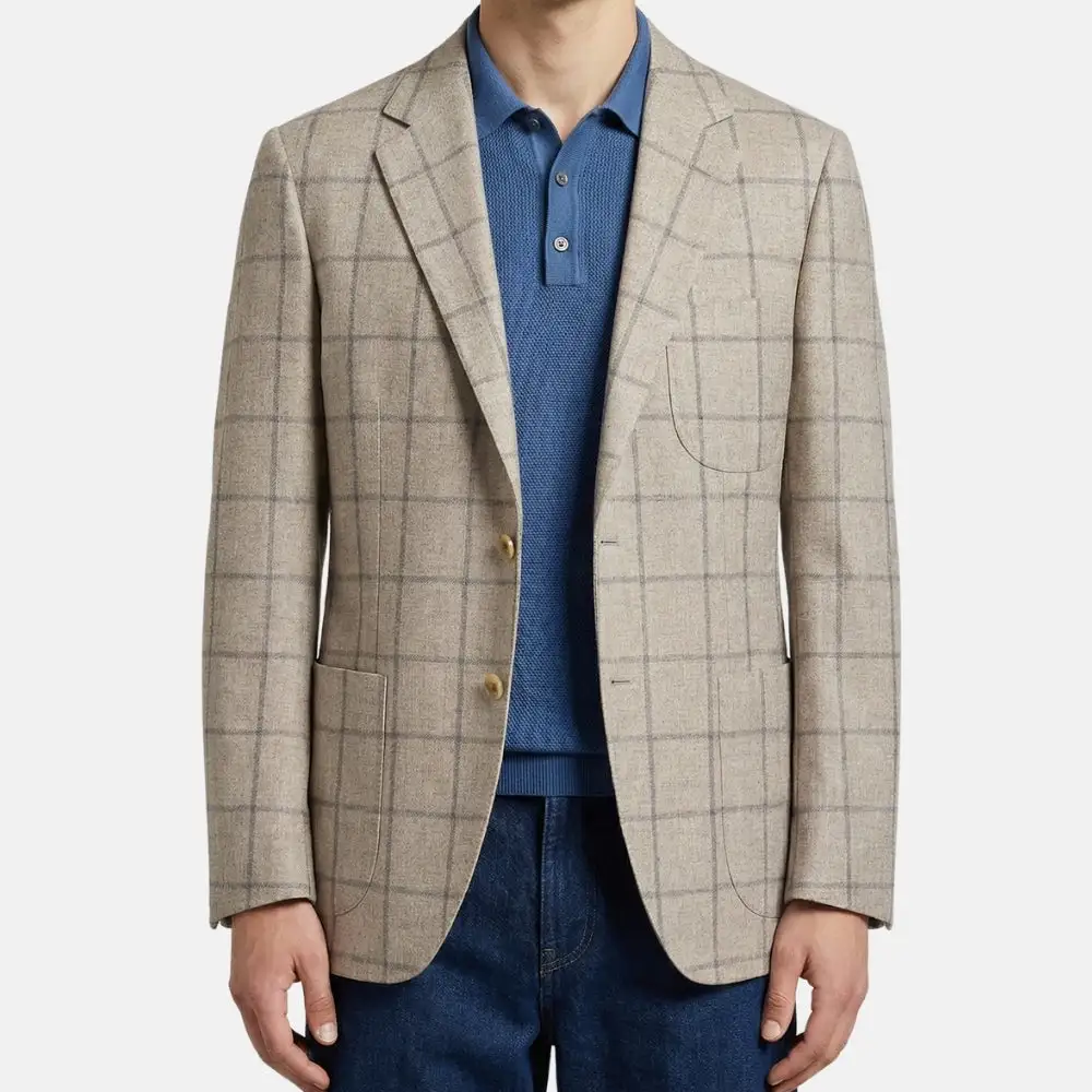 Windowpane Wool Blazer Jacket