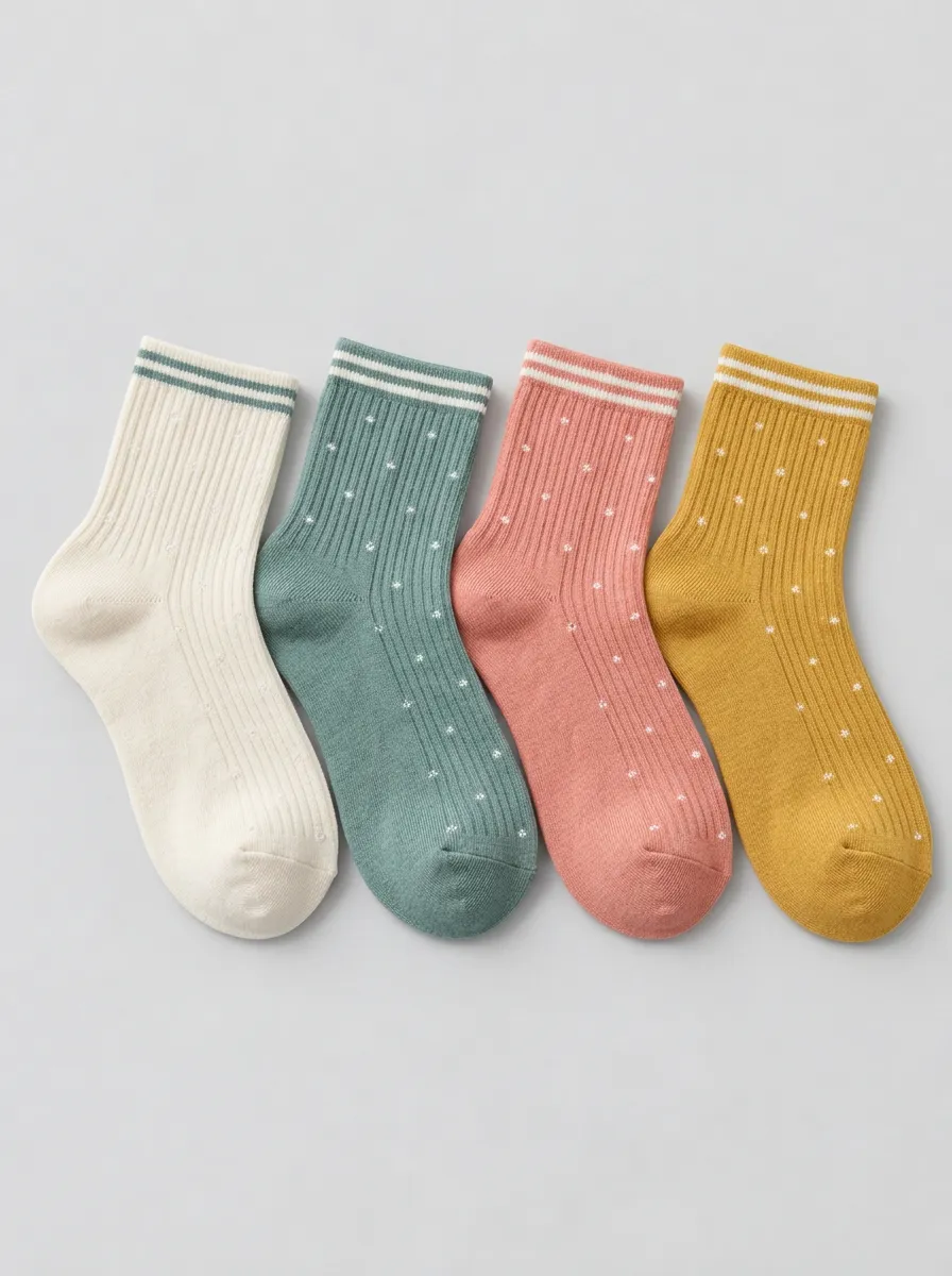 Women's Multicolor Striped Ribbed Crew Socks 4-Pack