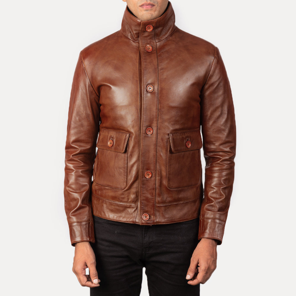 Men's Rugged Bomber Leather Jacket