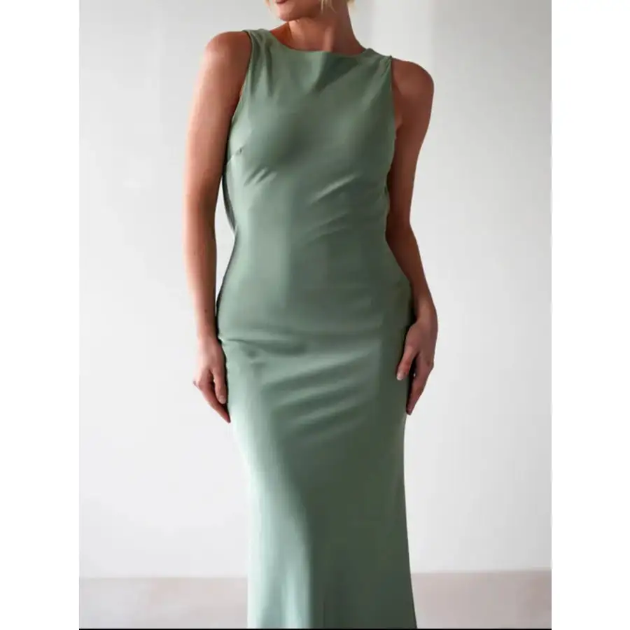 Satin Sleeveless Maxi Dress