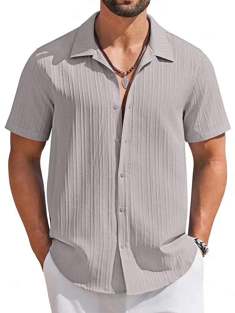 Casual Summer Textured Short Sleeve Shirt