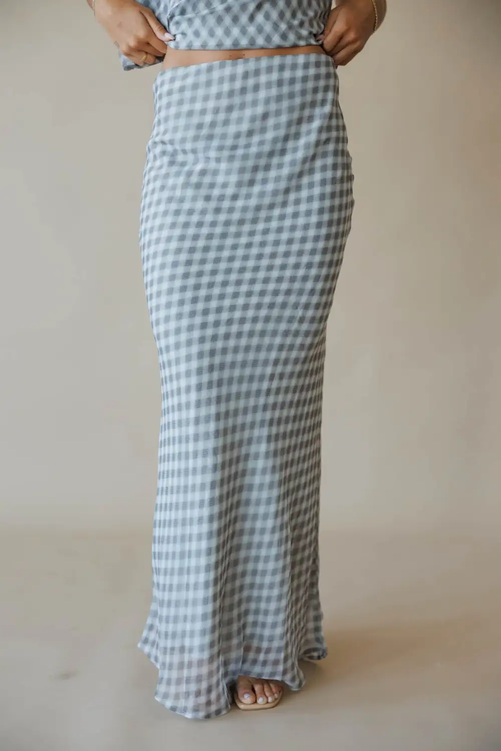 Chiffon Plaid Maxi Skirt
