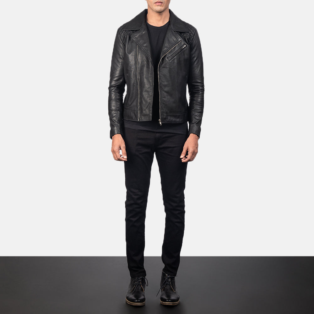 Men's Classic Biker Leather Quilted Jacket