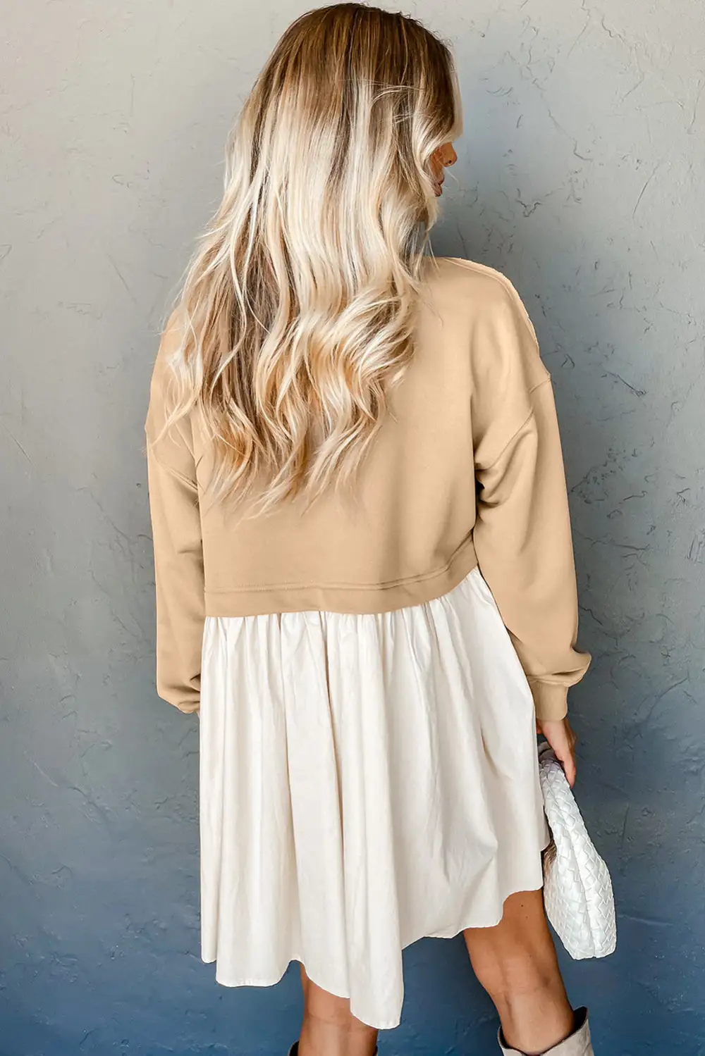 Pale Sweatshirt Poplin Mini Dress