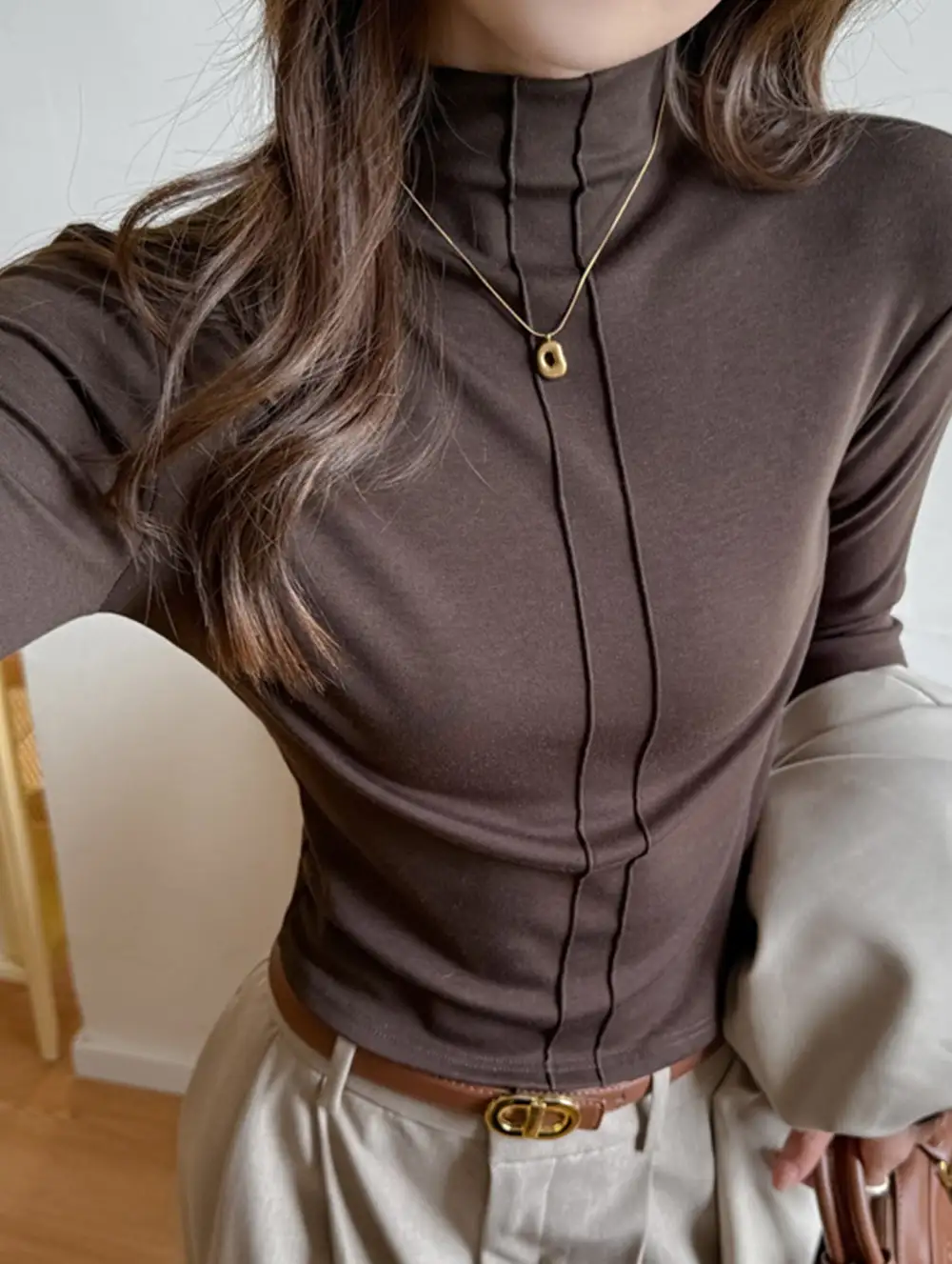 Polished Mock Neck Blouse