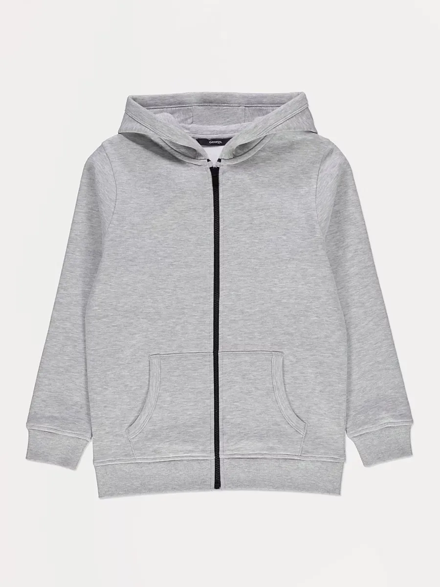 Light Grey Zip Front Hoodie