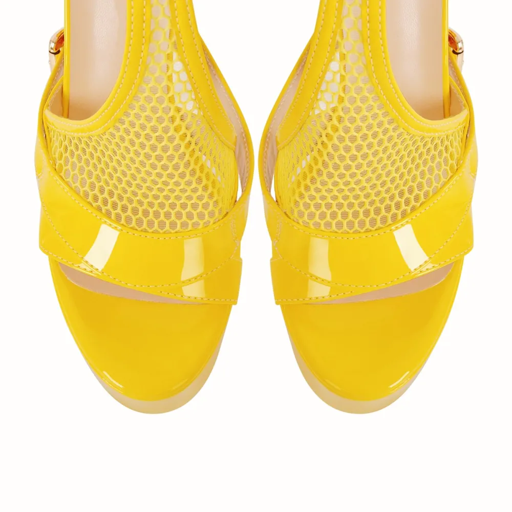 Mesh Buckle Ankle Strap Platform Stiletto Sandals