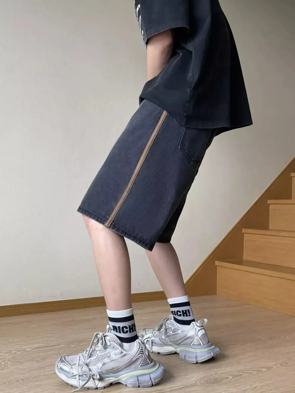 Men's Full Size Drawstring Wide Leg Denim Shorts