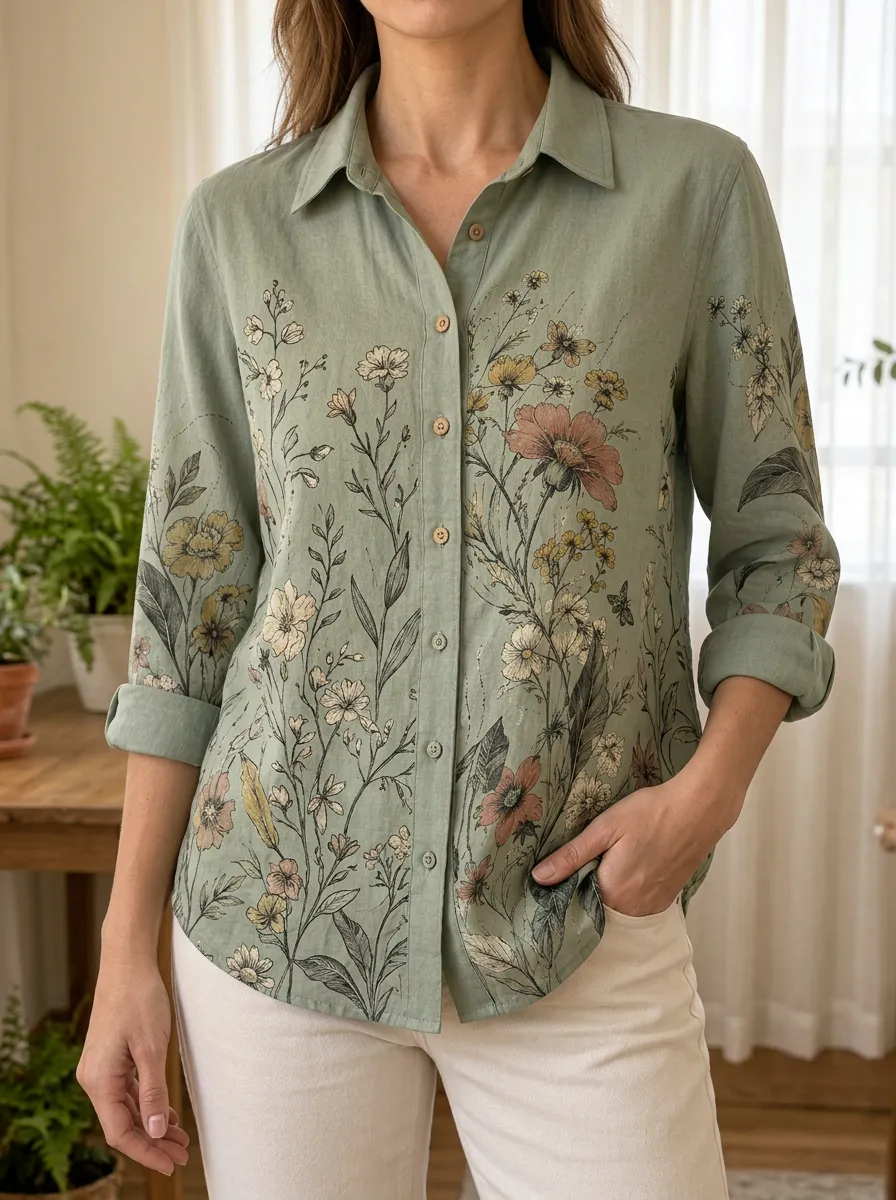 Women's Botanical Garden Floral Printed Shirt