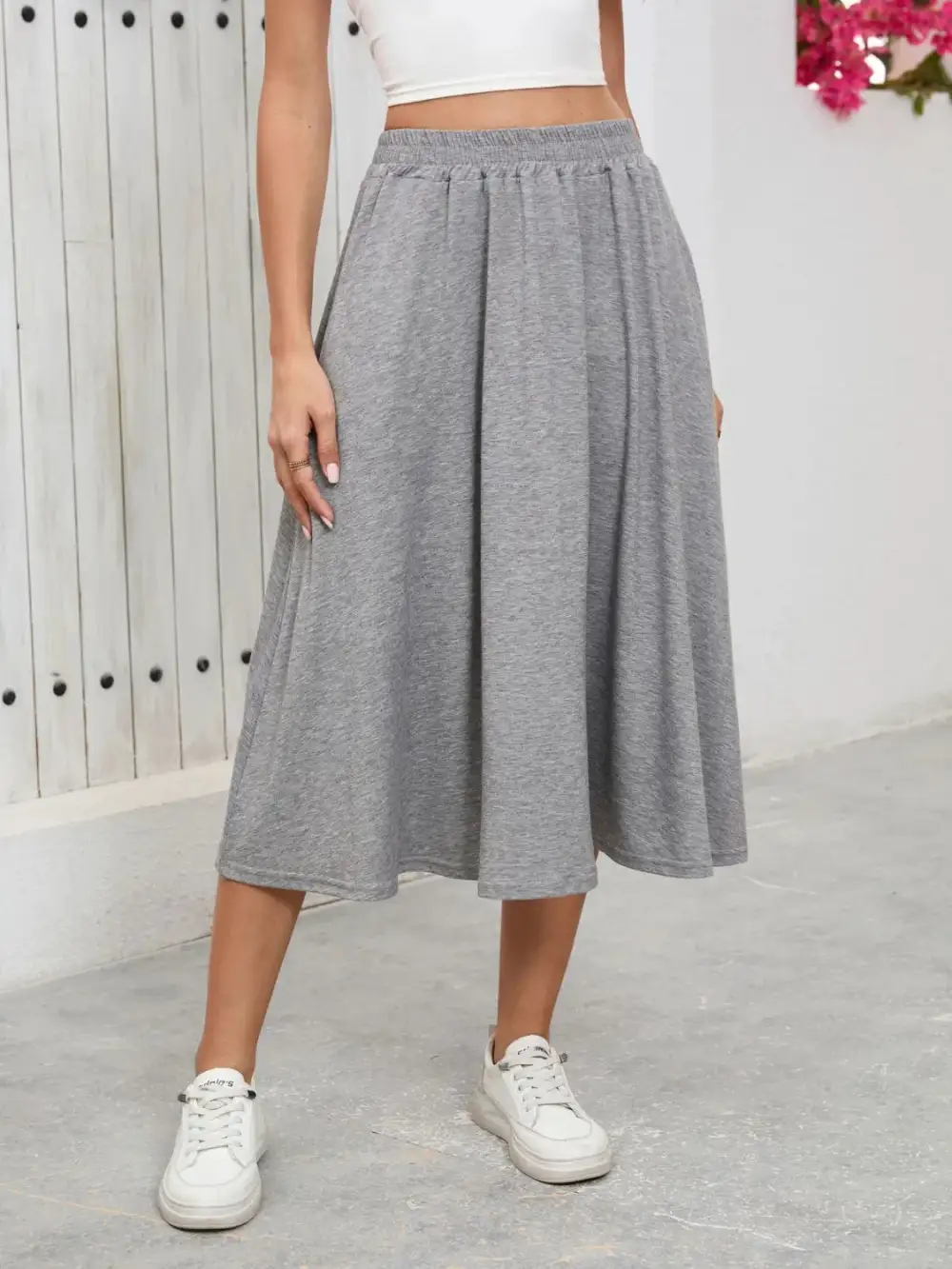 Everyday Elastic Waist Pocket Skirt