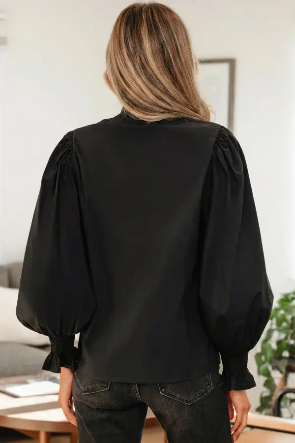 Women's Leopard Print V Neck Flounce Sleeve Top