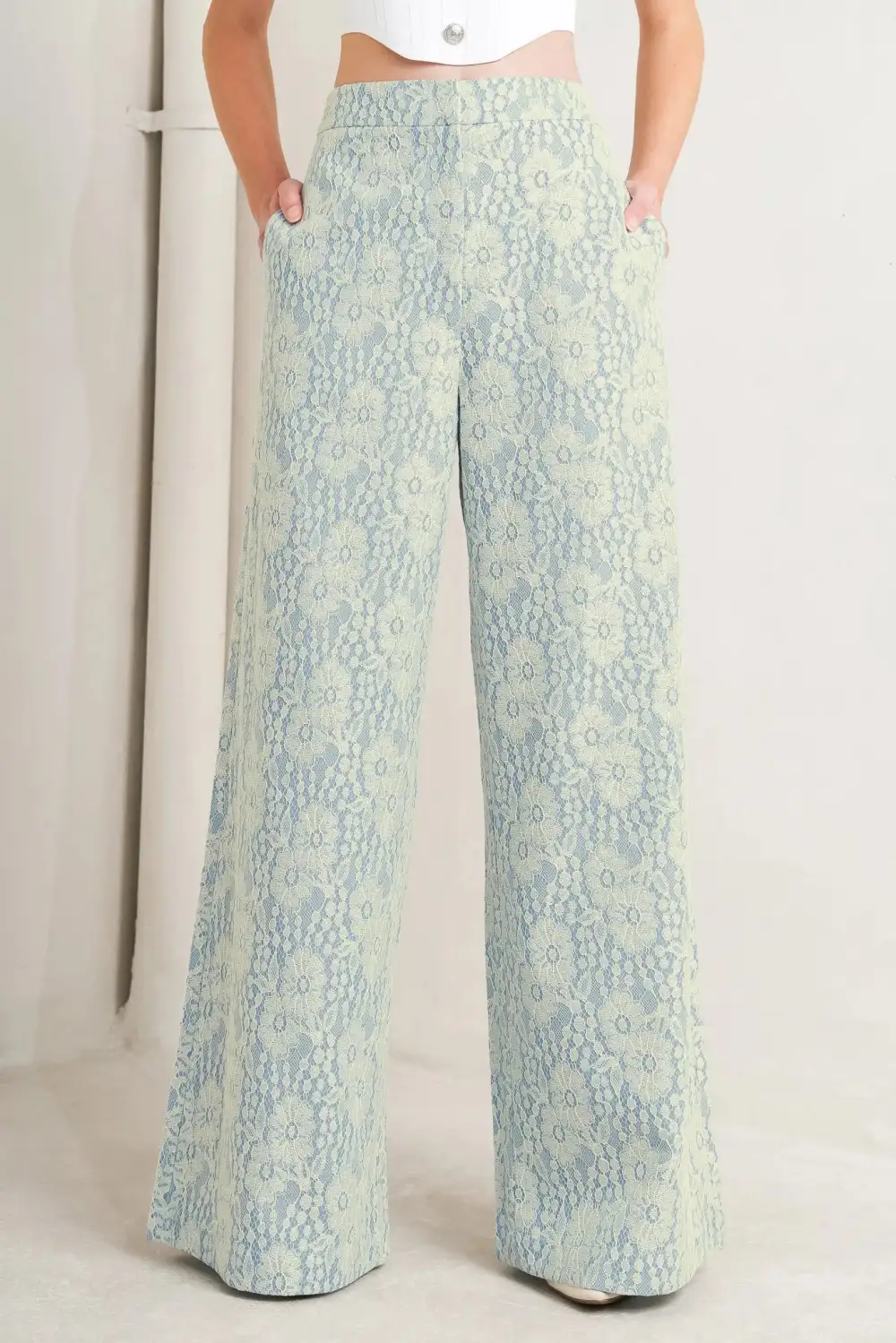 Lace Detail Wide Leg Pants