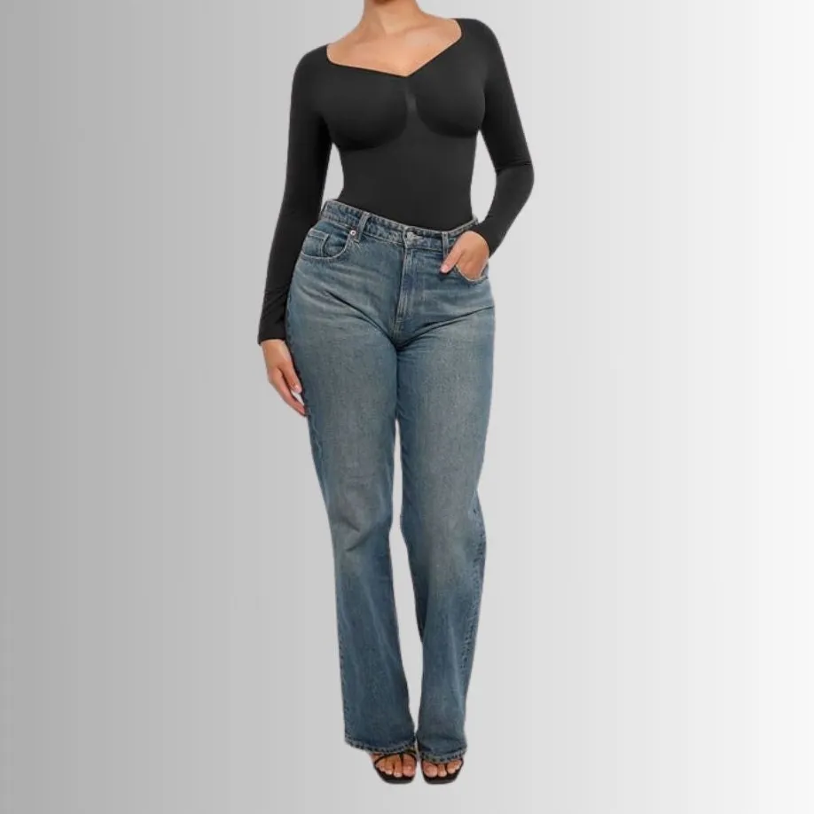 Open Bust Long Sleeve Shaping Bodysuit
