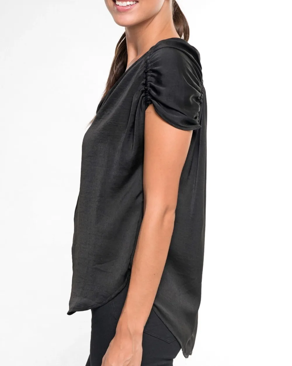 Satin Short Sleeve Top