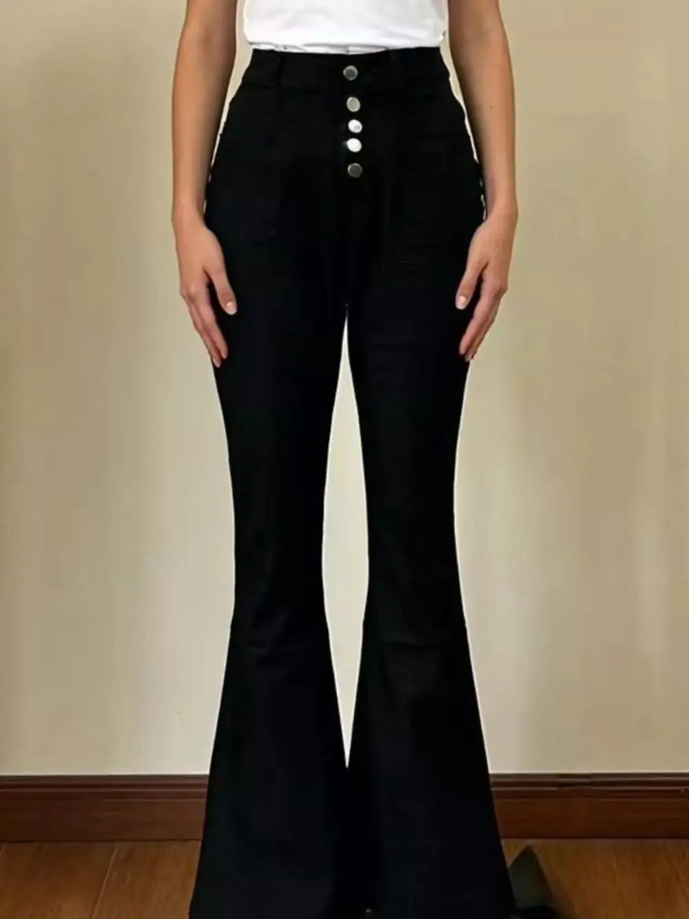 High-Waisted Button-Fly Flare Jeans