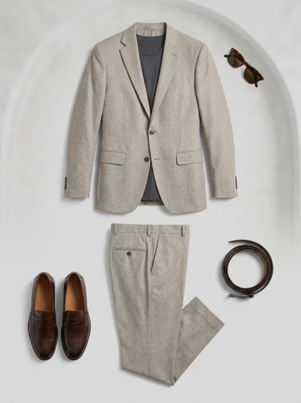 Notch-Lapel Two-Button Textured Regular-Fit Men's Two-Piece Suit Set