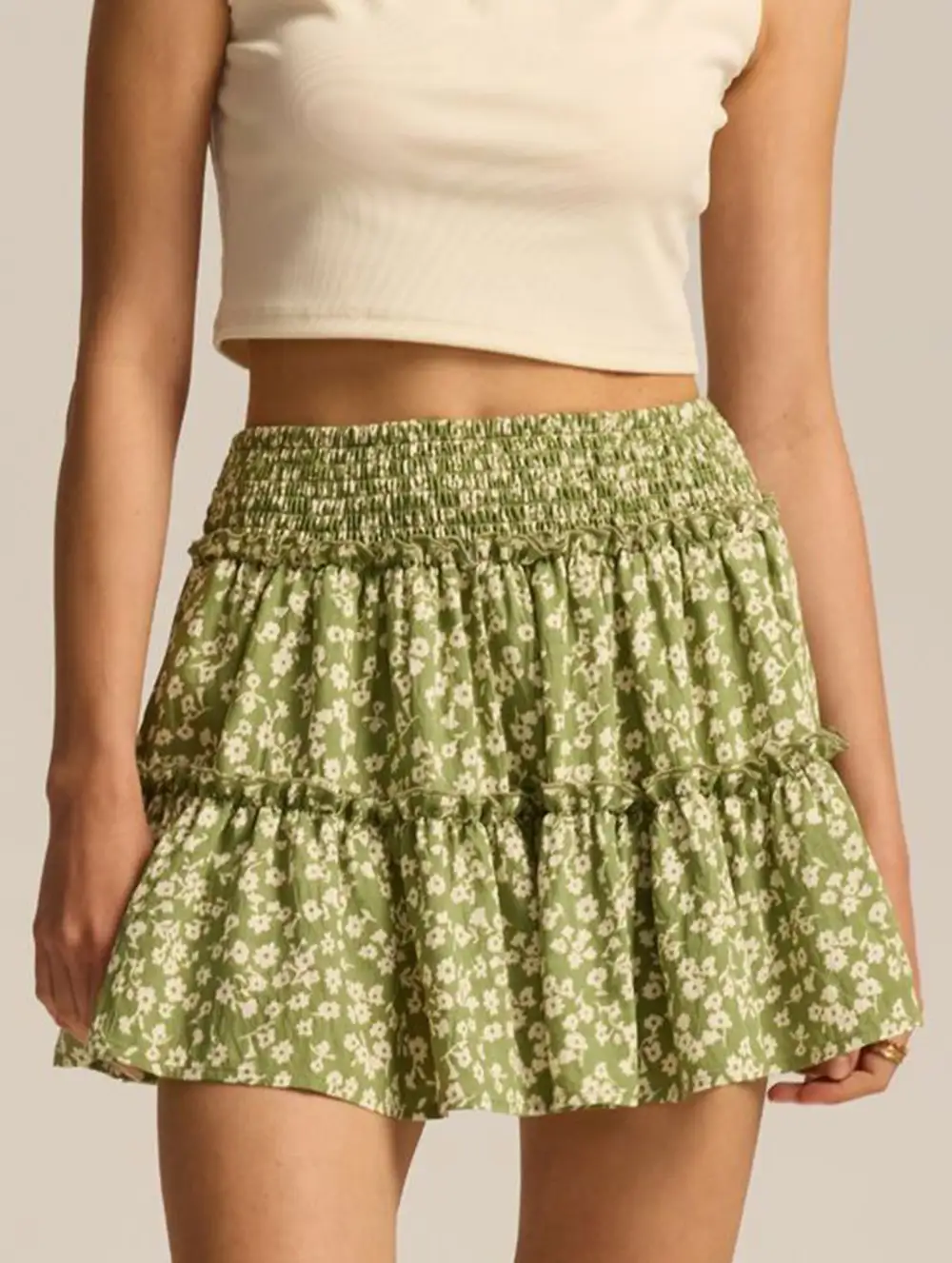 Elastic Waist Midi Skirt