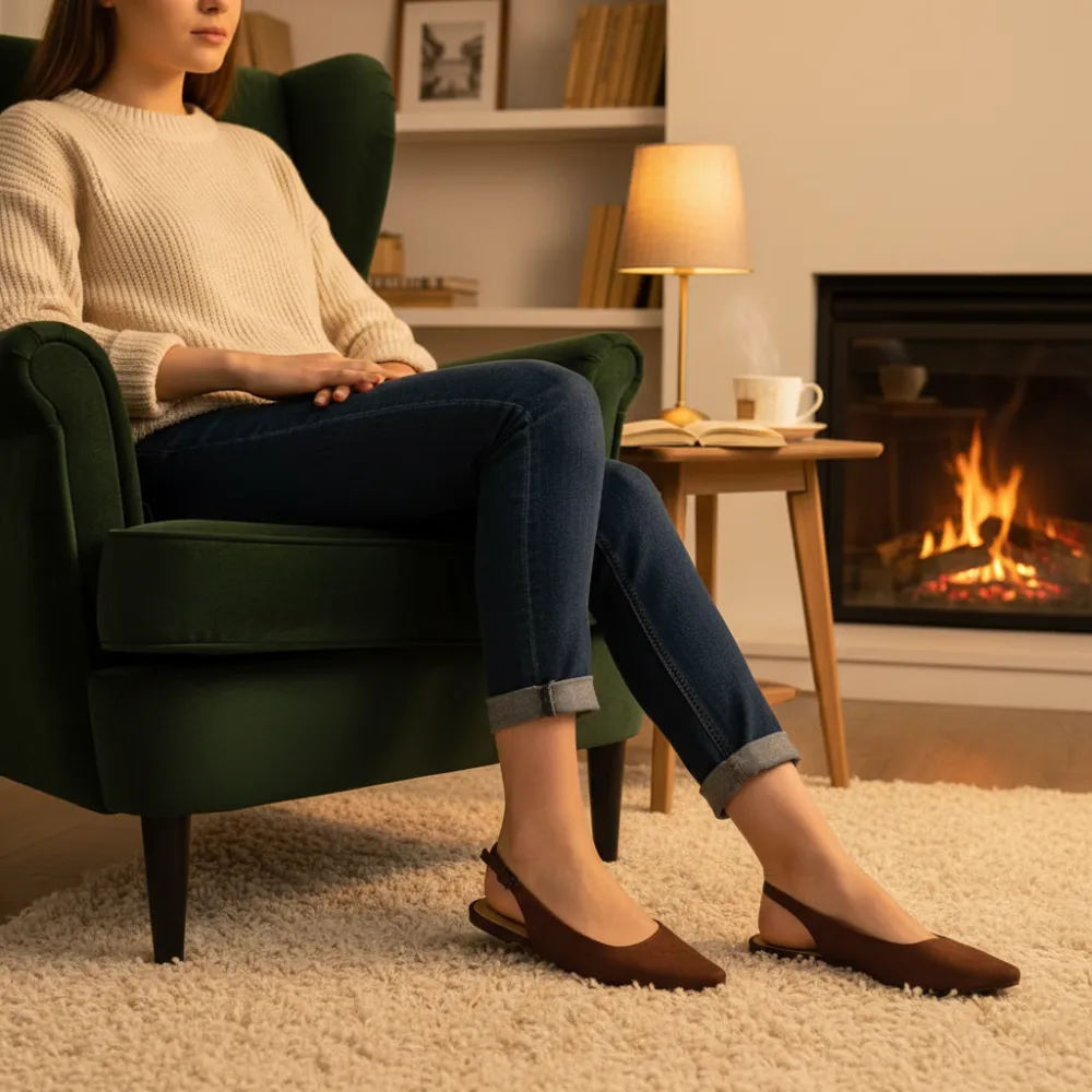 Nior Elegance Snip Toe Slingback Flat