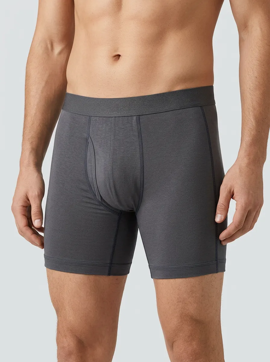 Men's Solid Charcoal Grey Comfortable Boxer Briefs