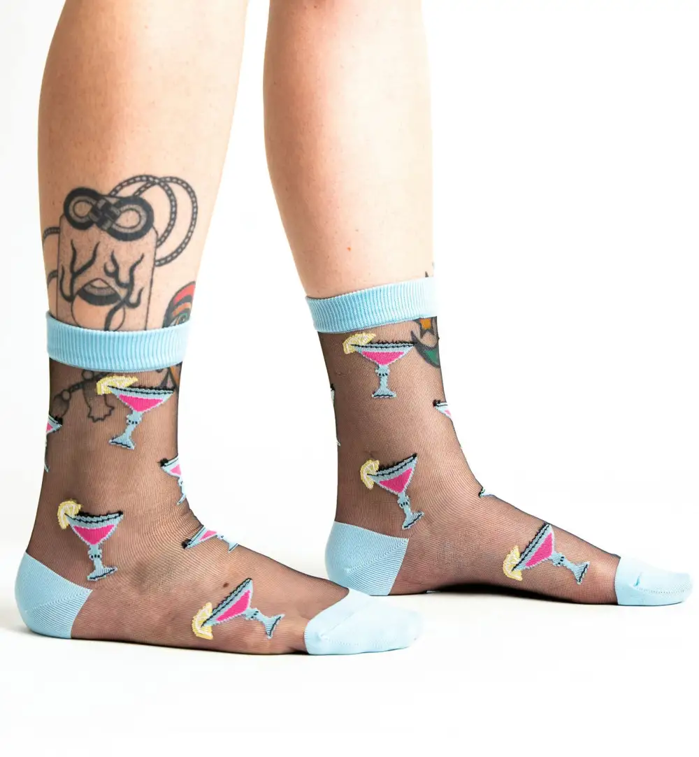 Cozy Playful Graphic Sheer Crew Socks