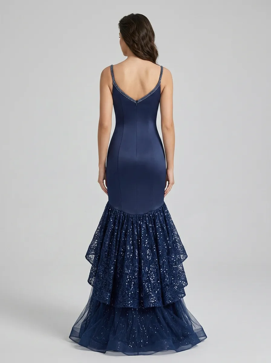 Women's Sequin Lace Mermaid Evening Gown