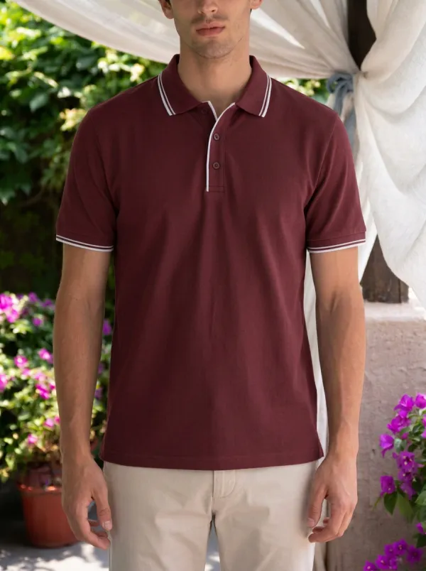 Men's Charcoal Grey Contrast Trim Polo Shirt